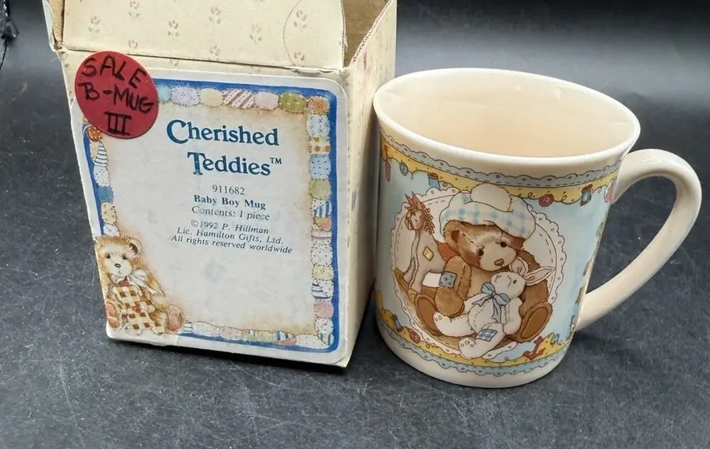 Cherished Teddies 911682 Baby Boy Mug Hamilton Exclusive 1992 Hillman NIB Rare 2